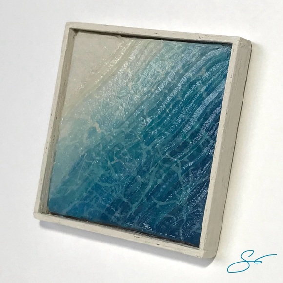 Original Mixed Media Beach Painting + Frame (Miniature) - Picture 4 of 4